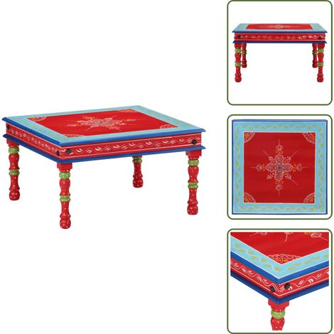 Table basse rouge bois de manguier massif peint à la main - Table Basse - Table D'appoint - Table Design - Mobilier Salon - Bois De Manguier (1/5)