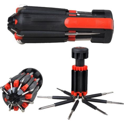 Tournevis Multifonction Portable 8 En 1 Avec 6 Lampes De Poche à Led Ensemble D'outils Lumineux (1/4)