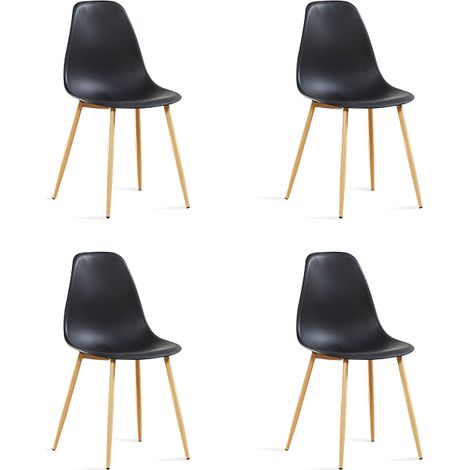 Lot de 4 chaises scandinaves noires - Ela (1/2)