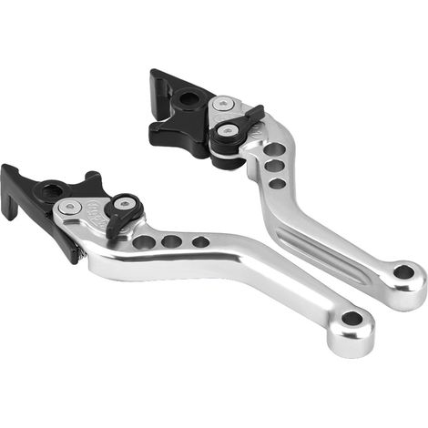 CNC-gefräster Doppelscheibenbremshebel aus Aluminium für Roller/Motorrad – Silber (1/5)