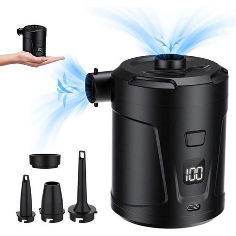 Pompe à air électrique, Batterie Rechargeable 5200 mAh, Gonfleur Matelas Gonflable avec 3 Buses d'air, pour Bateau Pneumatique (1/4)