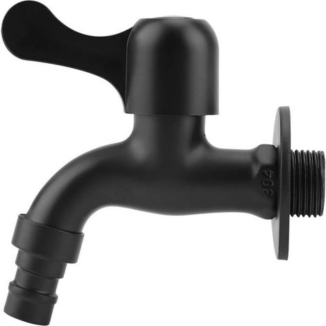 Robinet Murale - Robinet Évier En Alliage De Zinc Noir - Pour Salle De Bain Buanderie Balcon - 1 Pièce (1/5)