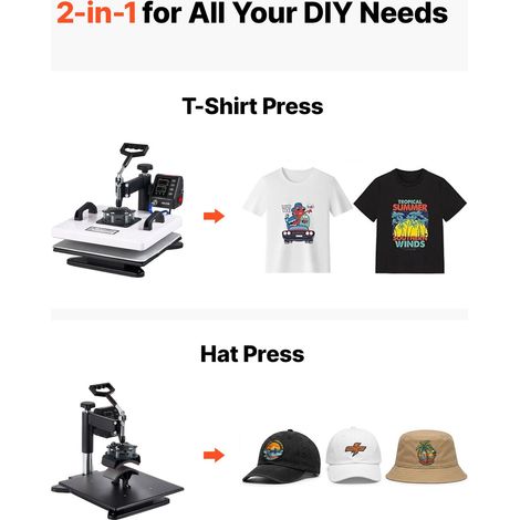 Presse à Chaud 38x38cm Machine de Sublimation 2 en 1 Pivotante à 360°, Contrôle Numérique de Température et Durée, pour T-shirts, T… (1/5)