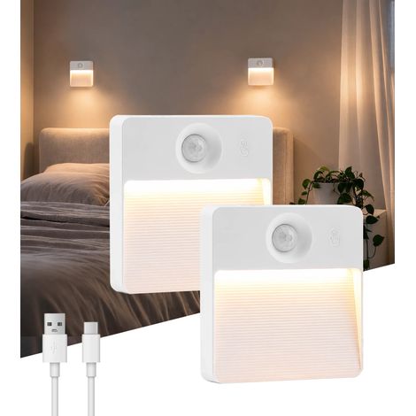 Pack x 2 Veilleuses Intérieures CUBA LED à Détection de Mouvement (1/5)