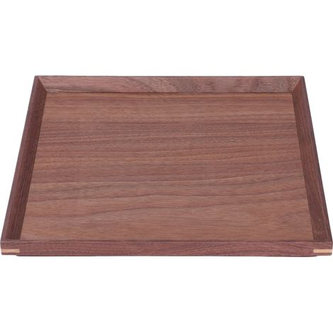 Plateau de service carré en bois de noyer noir de style rétro, porcelaine classique, pour les plats (1/5)