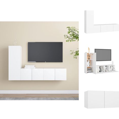 TV-Möbel - Living 3-tlg. TV-Schrank-Set Weiß Holzwerkstoff (1/5)