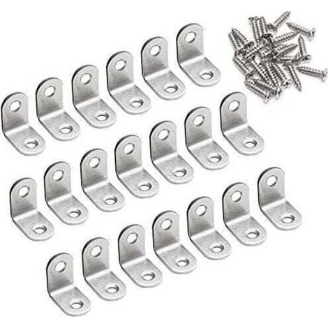 Equerre de Fixation 90 Degré Angle Droit Support 20 x 20 x 16mm forme de L Metalliques Equerres de Coin en Acier Inox Supporen pour Bois Meubles Placard Support 20 Pièces (1/5)