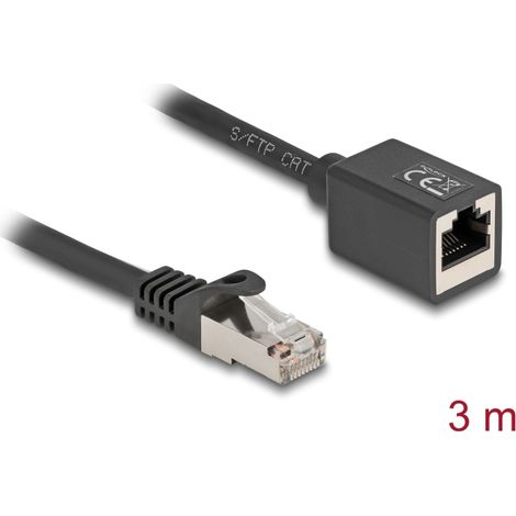 Delock Cable de extensiÃ³n de red RJ45 macho a RJ45 hembra Cat.6A S/FTP 3 m negro