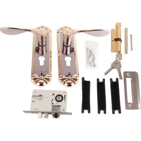Serrure de porte intérieure Modèle 5353 Or Alliage de zinc Poignée ergonomique Silencieuse avec cylindre et clés (1/5)