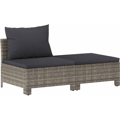 Salon de jardin,Mobilier de jardin 2 pièces avec coussins en polyrotin gris CFW89960 (1/5)