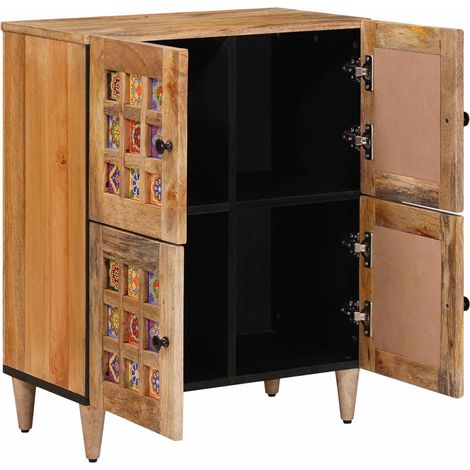 Maison La Vie - Buffet Salon Moderne - Meuble de rangement - avec porte Naturel 60 x 33 x 75 cm Bois de mangue massif bu2110 (1/5)
