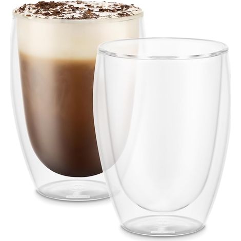 Bodum PAVINA Verres Double Paroi 2 pièces – Tasses Latte 350ml – Verre Thermique en Borosilicate – Lave-Vaisselle (1/5)