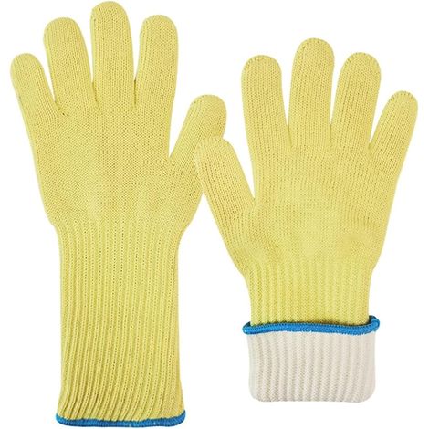 Gants résistants aux coupures, Fibre 2 couches résistant au feu Anti-coupure résistant à la flamme 500 degrés Celsius sécurité travail BBQ four gant sécurité travail gant Coupe extensible confortable. (1/5)