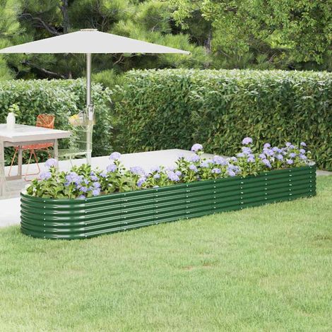 Lit surélevé de jardin-Jardinière surélevée-Bac de jardin surélevé Acier galvanisé 368x80x36 cm Vert (1/5)