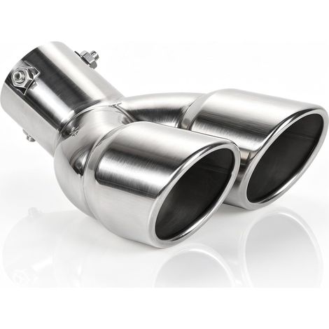 Embout d'Échappement Double Sortie Inox 63 mm, Argent (1/5)
