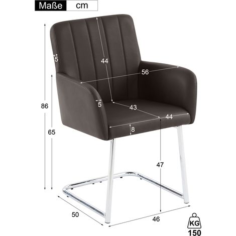 6er Set Esszimmerstühle Kunstleder Metallbeine gepolstert mit Armlehnen Schwarzbraun (1/2)