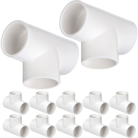 12 Raccords en T 3 voies, 25 mm (Blanc), Connecteurs pour tuyaux en PVC, pour serres, conduites d'eau, jardin (1/5)