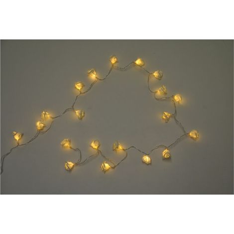 BURI Lichterkette 20 LEDs Weihnachtsdeko Stern Blüte Hochzeit Leuchtdeko Batterie - Rosen