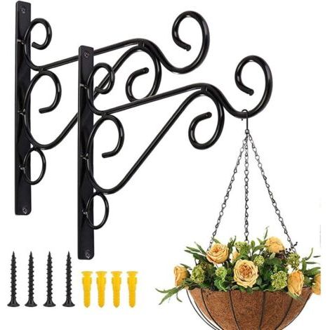 FENOPLASTICA4 Pcs Suspension Crochet en Fer Forgé Support Plante Mural avec Vis Accroche Plante Mural Suspension Crochet Plante Rétro pour Jardin Balcon Lanterne Plants Déco (1/4)