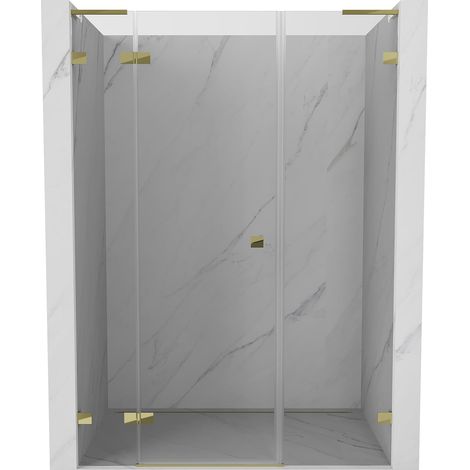 Mexen Lunar L porta doccia a battente sinistra 160 cm, trasparente, oro - 834SL-160-050-50-00-L (1/5)
