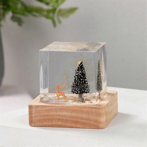 Figurines de sapin de Noël cubiques Art Déco pour table, cadeaux décorés, comme illustré (1/5)