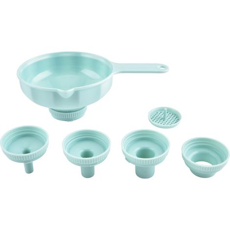 Imbuto da cucina a bocca larga - Realizzato in plastica per uso alimentare - Con 4 misure di beccuccio per riempire barattoli di vetro larghi e normali, spezie, shampoo