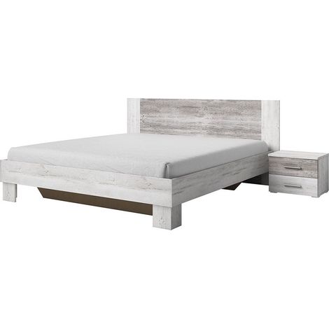 Cama de adulto 180x200 colección IRINA. Mesitas de noche integradas. Colores gris claro y gris oscuro