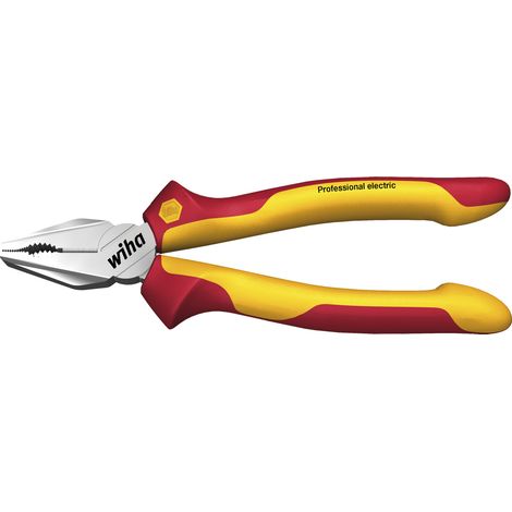 Wiha Alicates universales Professional electric con DynamicJoint® y OptiGrip con filo de corte extralargo 180 mm, 7" (27418)