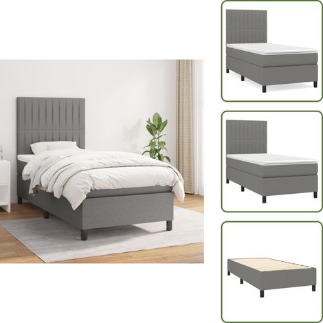 Boxspringbett mit Matratze Dunkelgrau 90x190 cm Stoff - Boxspringbett - Doppelbett - Betten - Schlafsofa - Nachttisch (1/5)
