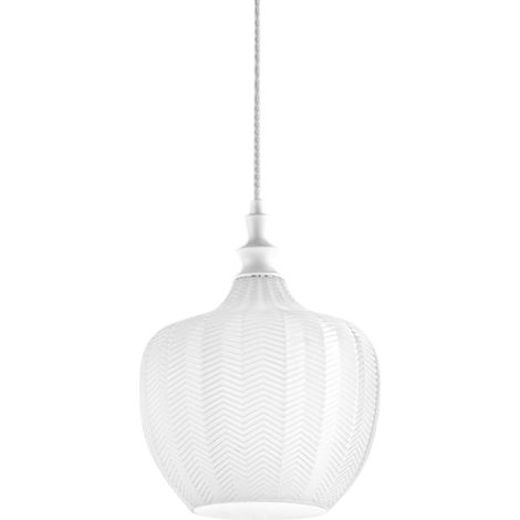 CLEOFE S/10 - LAMPADARIO SOSPESO 1 LUCE ATTACCO E27 IN VETRO COLORE BIANCO D.24CM (1/3)
