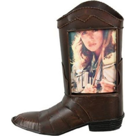 Fotorahmen in Cowboystiefel-Form aus Metall