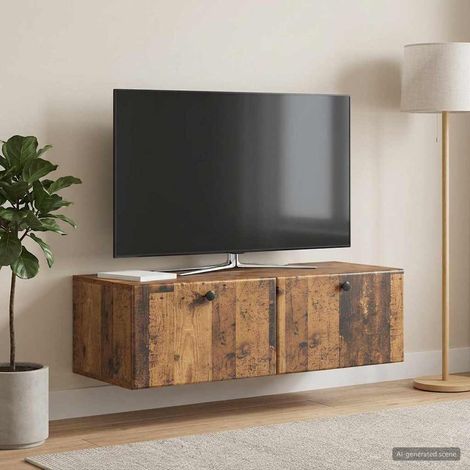 Wandmontierter TV-Schrank 98 x 41 x 30 cm Altholz Holzwerkstoff (1/5)
