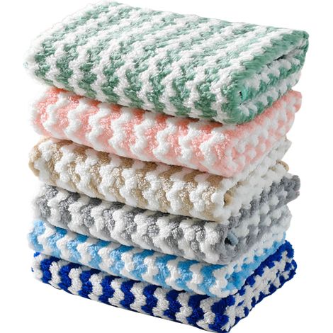 5pcs Stripes Dish Cloths Kitchen Dish Towels Washable Reusable Cleaning Cloths Hand Towels Super Absorbent for Kitchen Bathroom