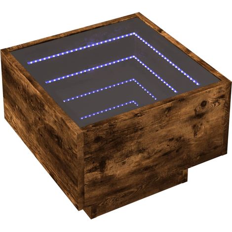 Comodino con LED 40 x 40 x 30 cm in legno ingegnerizzato marrone e vetro DEC033130