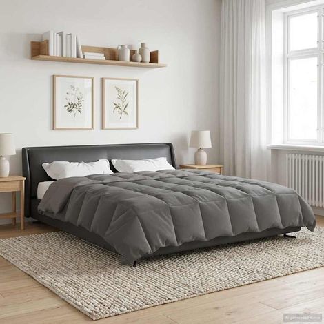 vidaXL Duvet d'hiver Matelassé Gris clair 200 x 240 cm Microfibre (1/5)