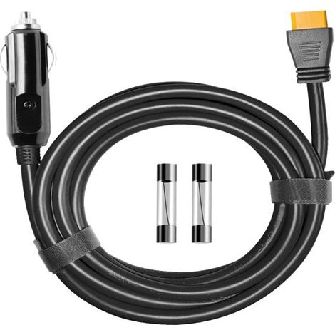 Beyamis Câble charge voiture 3m XT60 - 14AWG fusible 15A 12/24V (1/5)