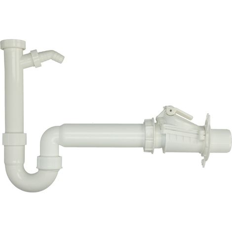 Siphon pour évier 1 1/2'' x 50 mm PP + clapet anti-retour,raccord de flexible