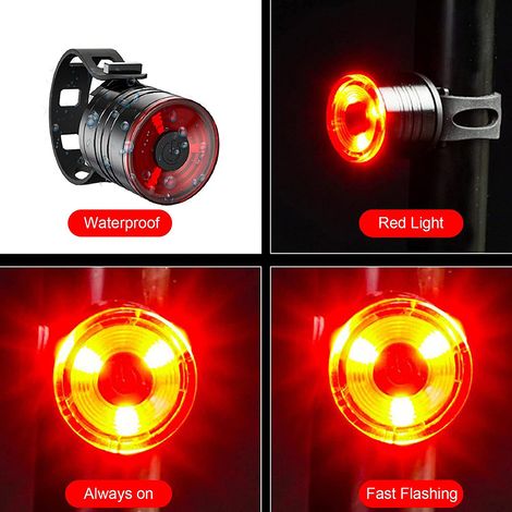Feu arrière vélo LED à piles, 3 modes d'éclairage, étanche, accessoire cyclisme extérieur (1/5)