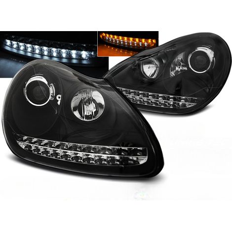 Paire de feux phares Porsche Cayenne de 2002 a 2006 Daylight led xenon noir-27361736 (1/4)