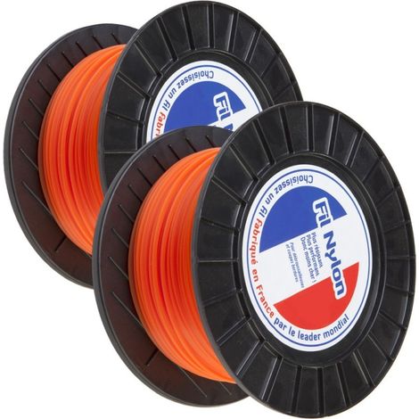 2 bobines fil débroussailleuse Carré 2,4 mm x 136 m Fil Nylon (1/5)