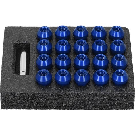 20 écrous antivol traversants en alliage d'aluminium 7075-T6, filetage M14x1,5, hauteur 50,8 mm (2 pouces), bleus (1/5)