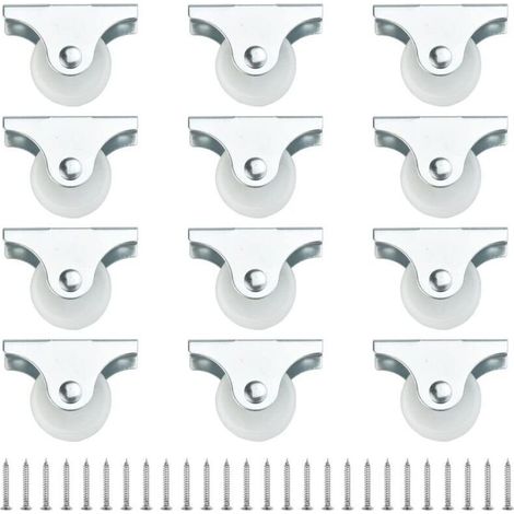 12 ruedas para muebles de 25 mm, mini ruedas fijas direccionales de plástico y metal.
