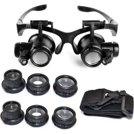 Loupe, serre-tête, loupe frontale, loupes, éclairage LED, grossissements de 10x, 15x, 20x et 25x (1/3)