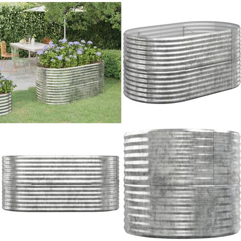 Lit surélevé de jardin Acier enduit de poudre Argenté - Jardinière Surélevée - Bac À Fleurs - Pot De Fleurs Extérieur - Décoration Jardin - Balcon - Home & Living (1/5)