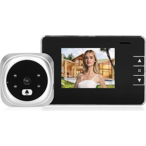 Sonnette vidéo numérique 2,8 pouces avec éclairage LED et compatible avec carte mémoire 32 Go (argenté) (1/5)