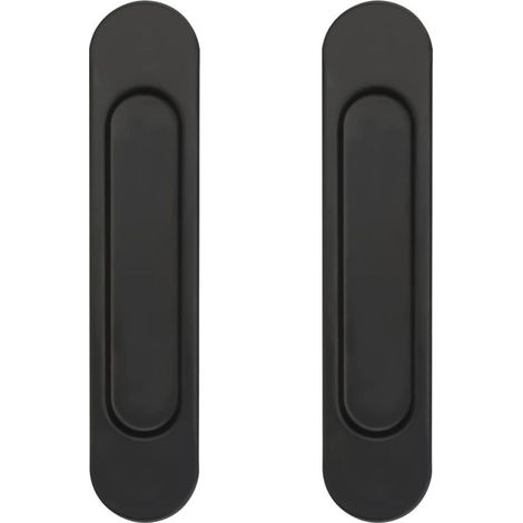 2 Pièces Poignée de Porte Coulissante Ovale 14,8 CM Auto-Adhésives, Poignées Adhésives pour Portes Coulissantes, Armoires et Fenêtres, Couleur Noir (1/5)