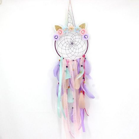 Attrape-reve - Licorne - LED Chaude - Plumes Violettes - Décoration Chambre Enfant - 1 Pièce (1/4)
