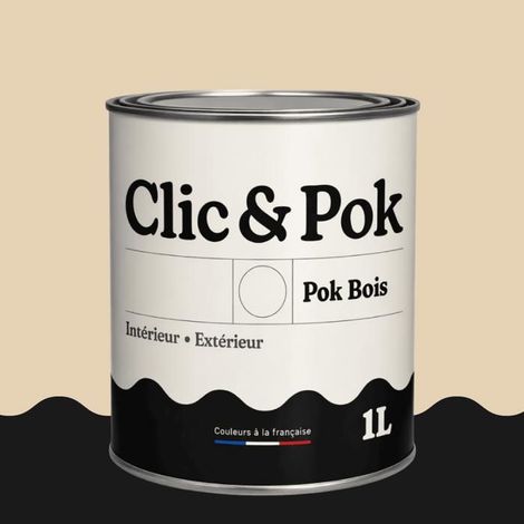 Peinture Bois Extérieur – POK BOIS - 1L - RAL 1015 - Ivoire clair- Résistante aux intempéries - Ne s'écaille pas