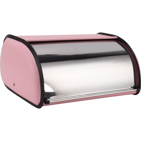 Boîte à pain de comptoir rose miroir lumineux, idéale pour la cuisine et la boulangerie. (1/5)