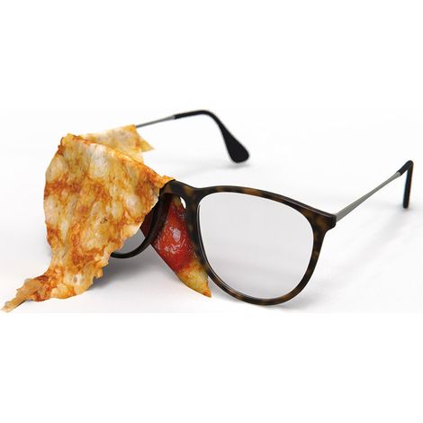 PANNO SALVIETTA PER PULIRE GLI OCCHIALI A FORMA DI TRANCIO DI PIZZA (1/3)